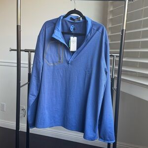 RLX Ralph Lauren Performance Quarter-Zip Pullover, Men, XXL. Blue HRBONE ,NEW